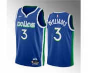 Men's Dallas Mavericks #3 Grant Williams Blue City Edition Stitched Basketball Jersey