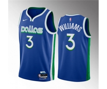 Men's Dallas Mavericks #3 Grant Williams Blue City Edition Stitched Basketball Jersey