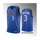 Men's Dallas Mavericks #3 Grant Williams Blue Icon Edition Stitched Basketball Jersey