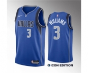 Men's Dallas Mavericks #3 Grant Williams Blue Icon Edition Stitched Basketball Jersey