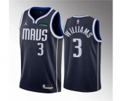 Men's Dallas Mavericks #3 Grant Williams Navy Statement Edition Stitched Basketball Jersey