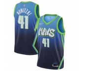 Men's Dallas Mavericks #41 Dirk Nowitzki Authentic Blue Basketball Jersey - 2019-20 City Edition