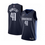 Men's Dallas Mavericks #41 Dirk Nowitzki Authentic Navy Finished Basketball Jersey - Statement Edition