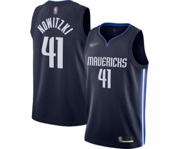 Men's Dallas Mavericks #41 Dirk Nowitzki Authentic Navy Finished Basketball Jersey - Statement Edition