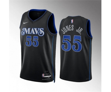 Men's Dallas Mavericks #55 Derrick Jones Jr Black 2023-24 City Edition Stitched Basketball Jersey
