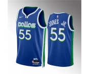 Men's Dallas Mavericks #55 Derrick Jones Jr Blue City Edition Stitched Basketball Jersey