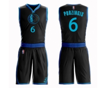 Men's Dallas Mavericks #6 Kristaps Porzingis Authentic Black Basketball Suit Jersey - City Edition