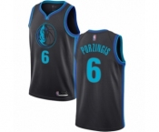 Men's Dallas Mavericks #6 Kristaps Porzingis Authentic Charcoal Basketball Jersey - City Edition