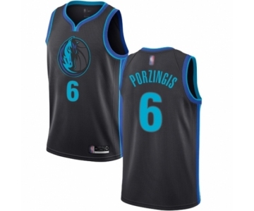 Men's Dallas Mavericks #6 Kristaps Porzingis Authentic Charcoal Basketball Jersey - City Edition