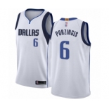 Men's Dallas Mavericks #6 Kristaps Porzingis Authentic White Basketball Jersey - Association Edition