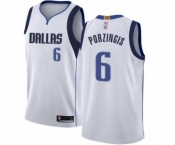 Men's Dallas Mavericks #6 Kristaps Porzingis Authentic White Basketball Jersey - Association Edition