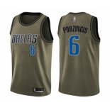 Men's Dallas Mavericks #6 Kristaps Porzingis Swingman Green Salute to Service Basketball Jersey