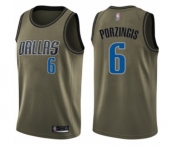 Men's Dallas Mavericks #6 Kristaps Porzingis Swingman Green Salute to Service Basketball Jersey