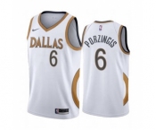 Men's Dallas Mavericks #6 Kristaps Porzingis White City Edition New Uniform 2020-21 Stitched Basketball Jersey