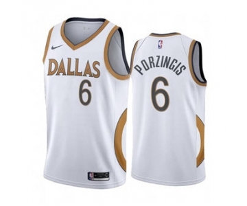 Men's Dallas Mavericks #6 Kristaps Porzingis White City Edition New Uniform 2020-21 Stitched Basketball Jersey