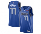 Men's Dallas Mavericks #77 Luka Doncic 75th Anniversary Blue Stitched Basketball Jersey