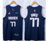 Men's Dallas Mavericks #77 Luka Doncic 75th Anniversary Navy Stitched Basketball Jersey