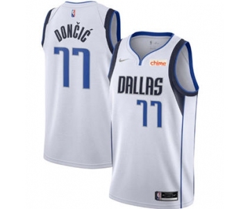 Men's Dallas Mavericks #77 Luka Doncic 75th Anniversary White Stitched Basketball Jersey