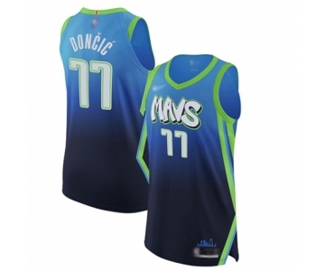 Men's Dallas Mavericks #77 Luka Doncic Authentic Blue Basketball Jersey - 2019-20 City Edition