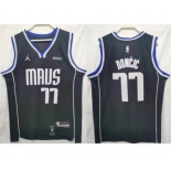 Men's Dallas Mavericks #77 Luka Doncic Black Stitched Jersey