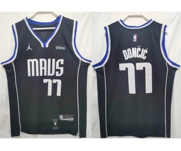 Men's Dallas Mavericks #77 Luka Doncic Black Stitched Jersey