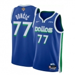 Men's Dallas Mavericks #77 Luka Doncic Blue 2024 Finals City Edition Stitched Basketball Jersey