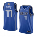 Men's Dallas Mavericks #77 Luka Doncic Blue 2024 Finals Icon Edition Stitched Basketball Jersey