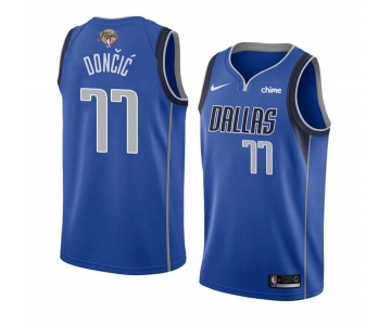 Men's Dallas Mavericks #77 Luka Doncic Blue 2024 Finals Icon Edition Stitched Basketball Jersey