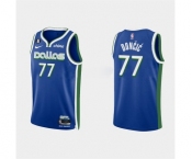 Men's Dallas Mavericks #77 Luka Doncic Blue Stitched Basketball Jersey