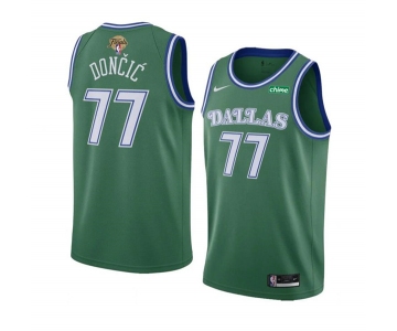 Men's Dallas Mavericks #77 Luka Doncic Green 2024 Finals Classic Edition Stitched Basketball Jersey