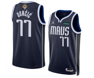 Men's Dallas Mavericks #77 Luka Doncic Navy 2024 Finals Statement Edition Stitched Basketball Jersey