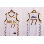 Men's Dallas Mavericks #77 Luka Doncic White 2021 Nike City Edition Swingman Jersey With NEW Sponsor Logo