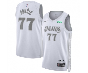 Men's Dallas Mavericks #77 Luka Doncic White 2024-25 City Edition Stitched Basketball Jersey