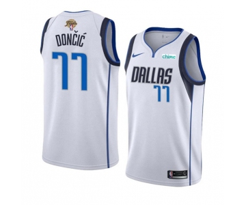 Men's Dallas Mavericks #77 Luka Doncic White 2024 Finals Association Edition Stitched Basketball Jersey