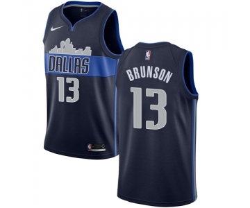 Men's Nike Dallas Mavericks #13 Jalen Brunson Swingman Navy Blue NBA Jersey Statement Edition