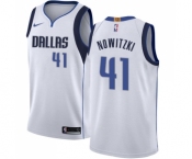 Men's Nike Dallas Mavericks #41 Dirk Nowitzki Swingman White NBA Jersey - Association Edition