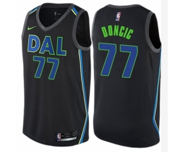 Men's Nike Dallas Mavericks #77 Luka Doncic Authentic Black NBA Jersey - City Edition