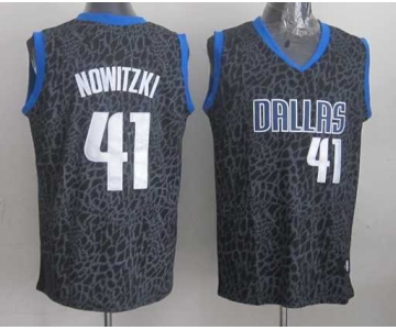 nba dallas mavericks #41 nowitzki black leopard print[2014 new]