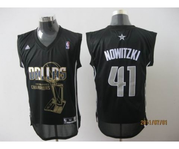 nba dallas mavericks #41 nowitzki black[2011 finals memorial edition]