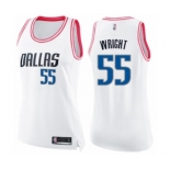 Women's Dallas Mavericks #55 Delon Wright Swingman White Pink Fashion Basketball Jersey