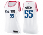 Women's Dallas Mavericks #55 Delon Wright Swingman White Pink Fashion Basketball Jersey