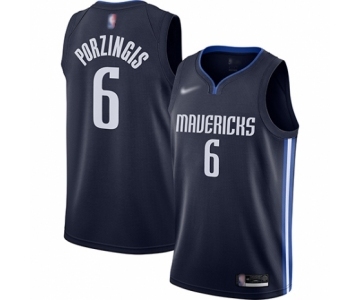 Women's Dallas Mavericks #6 Kristaps Porzingis Swingman Navy Finished Basketball Jersey - Statement Edition