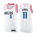 Women's Nike Dallas Mavericks #11 Yogi Ferrell Swingman White Pink Fashion NBA Jersey