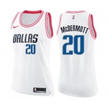 Women's Nike Dallas Mavericks #20 Doug McDermott Swingman White Pink Fashion NBA Jersey