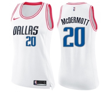 Women's Nike Dallas Mavericks #20 Doug McDermott Swingman White Pink Fashion NBA Jersey