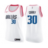 Women's Nike Dallas Mavericks #30 Seth Curry Swingman White Pink Fashion NBA Jersey