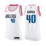 Women's Nike Dallas Mavericks #40 Harrison Barnes Swingman White Pink Fashion NBA Jersey