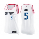 Women's Nike Dallas Mavericks #5 Jason Kidd Swingman White Pink Fashion NBA Jersey