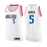 Women's Nike Dallas Mavericks #5 Jose Juan Barea Swingman White Pink Fashion NBA Jersey