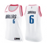 Women's Nike Dallas Mavericks #6 DeAndre Jordan Swingman White Pink Fashion NBA Jersey